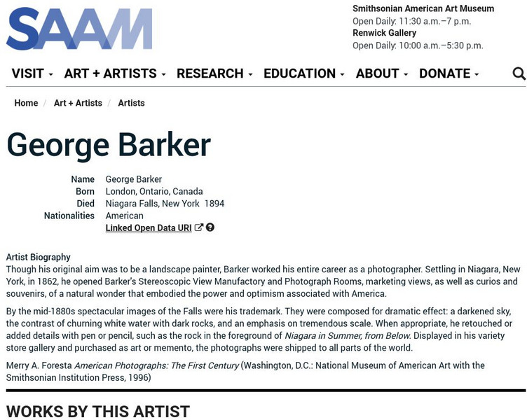 Smithsonian American Art Museum: George Barker Handout