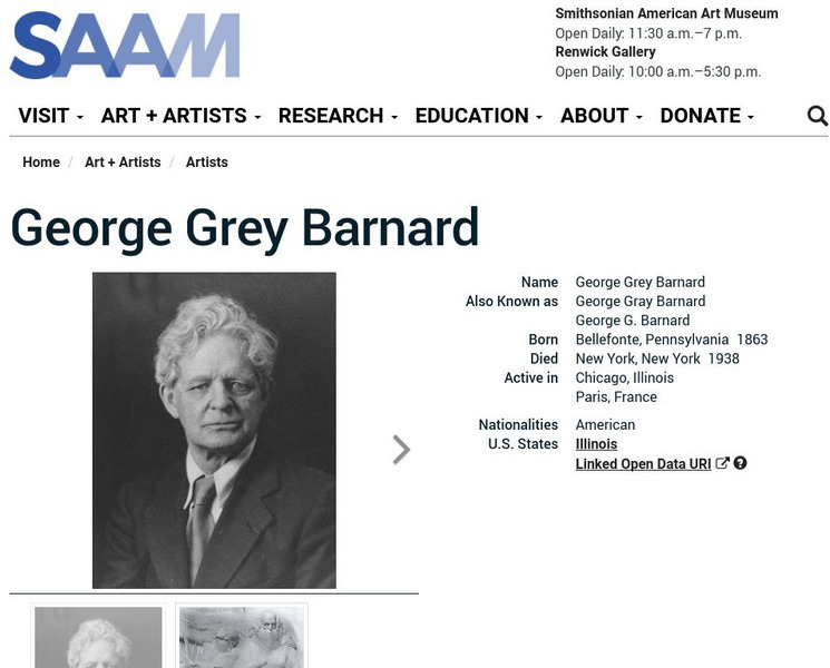 Smithsonian American Art Museum: George Grey Barnard Handout Smithsonian American Art Museum: George Grey Barnard Handout