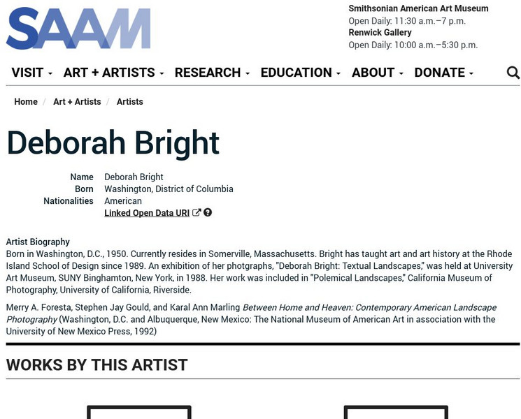 Smithsonian American Art Museum: Deborah Bright Handout Smithsonian American Art Museum: Deborah Bright Handout
