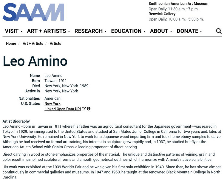Smithsonian American Art Museum: Leo Amino Handout Smithsonian American Art Museum: Leo Amino Handout