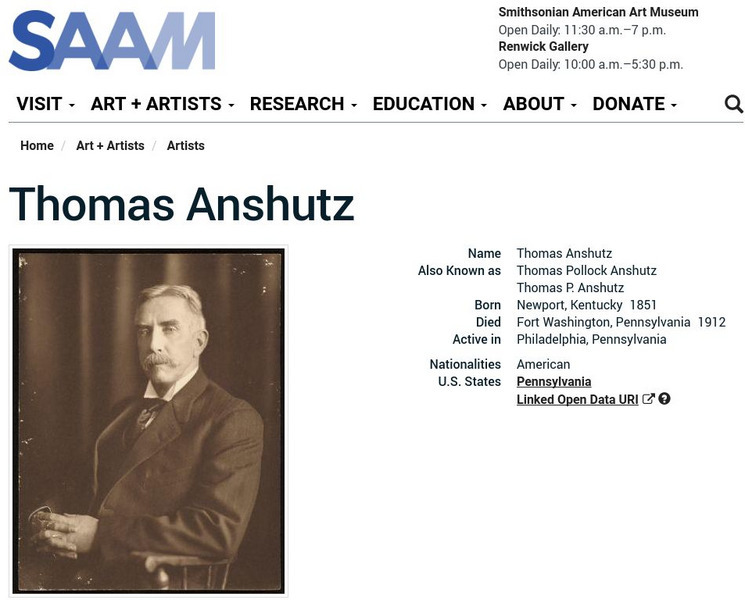 Smithsonian American Art Museum: Thomas Anshutz Handout Smithsonian American Art Museum: Thomas Anshutz Handout