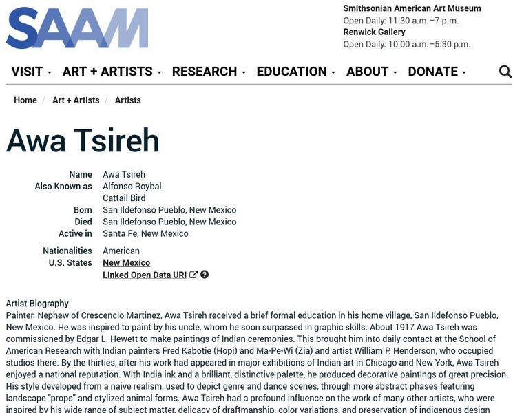 Smithsonian American Art Museum: Awa Tsireh Handout Smithsonian American Art Museum: Awa Tsireh Handout