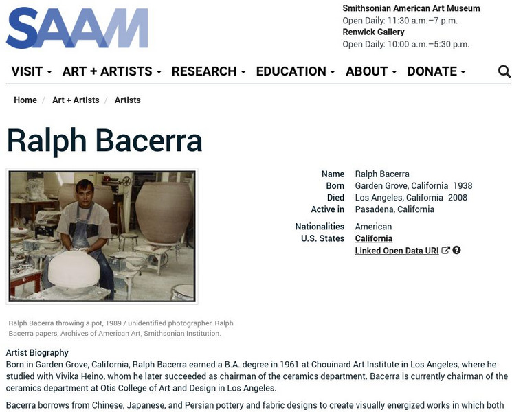 Smithsonian American Art Museum: Ralph Bacerra Handout Smithsonian American Art Museum: Ralph Bacerra Handout