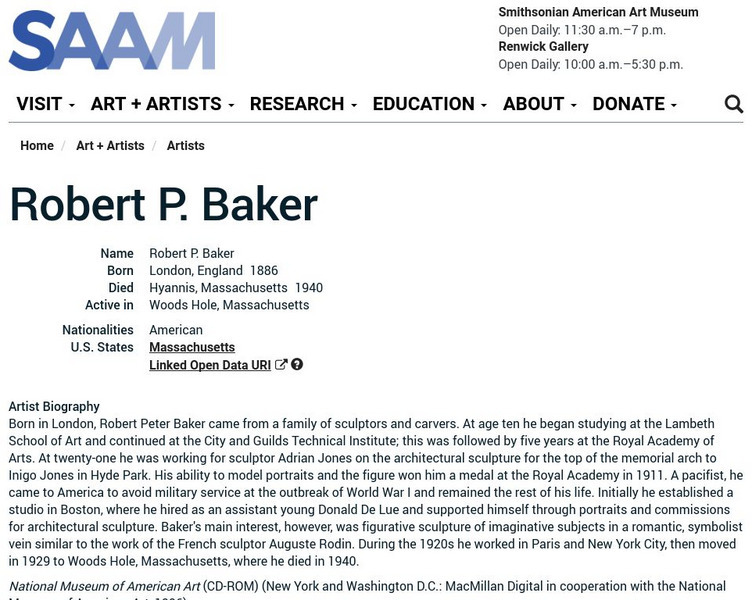 Smithsonian American Art Museum: Robert P. Baker Handout Smithsonian American Art Museum: Robert P. Baker Handout