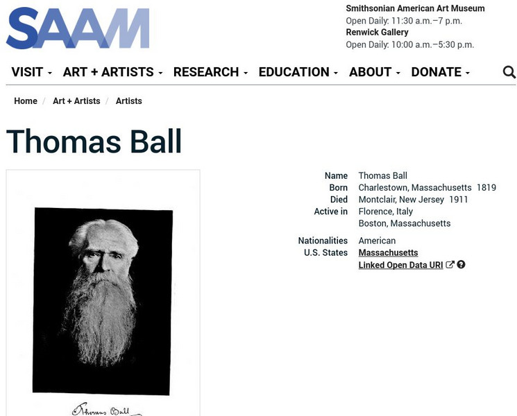 Smithsonian American Art Museum: Thomas Ball Handout Smithsonian American Art Museum: Thomas Ball Handout
