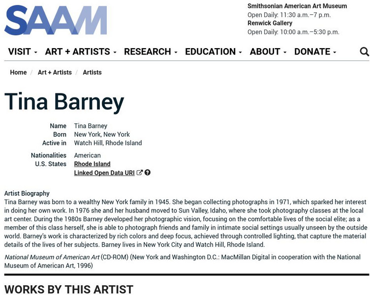 Smithsonian American Art Museum: Tina Barney Handout