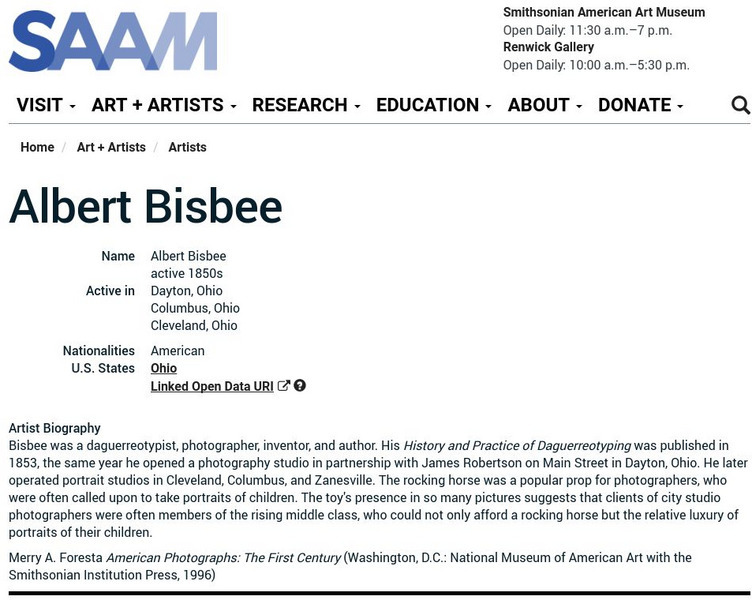 Smithsonian American Art Museum: Albert Bisbee Handout