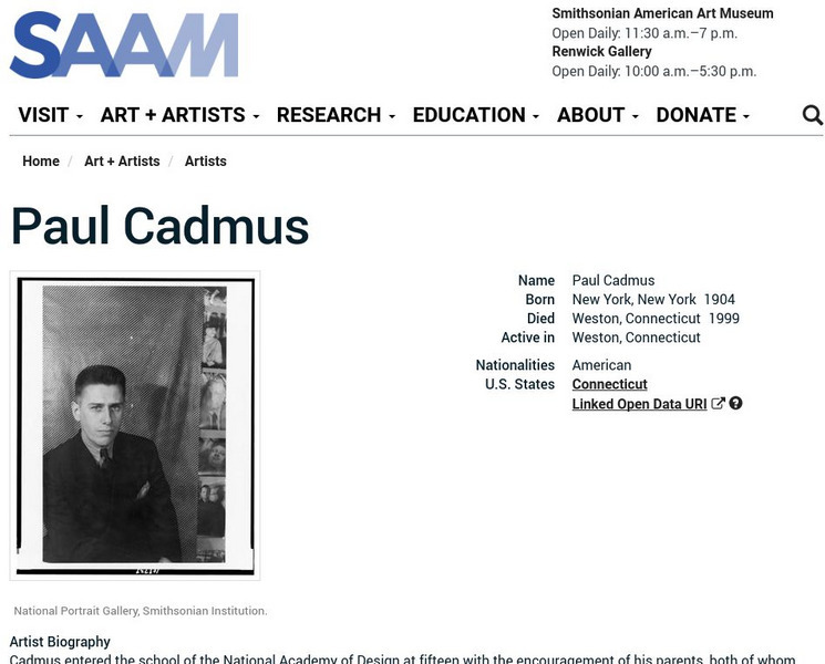 Smithsonian American Art Museum: Paul Cadmus Handout Smithsonian American Art Museum: Paul Cadmus Handout