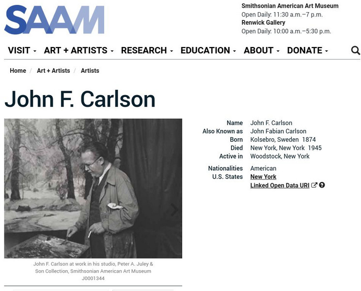 Smithsonian American Art Museum: John F. Carlson Handout Smithsonian American Art Museum: John F. Carlson Handout