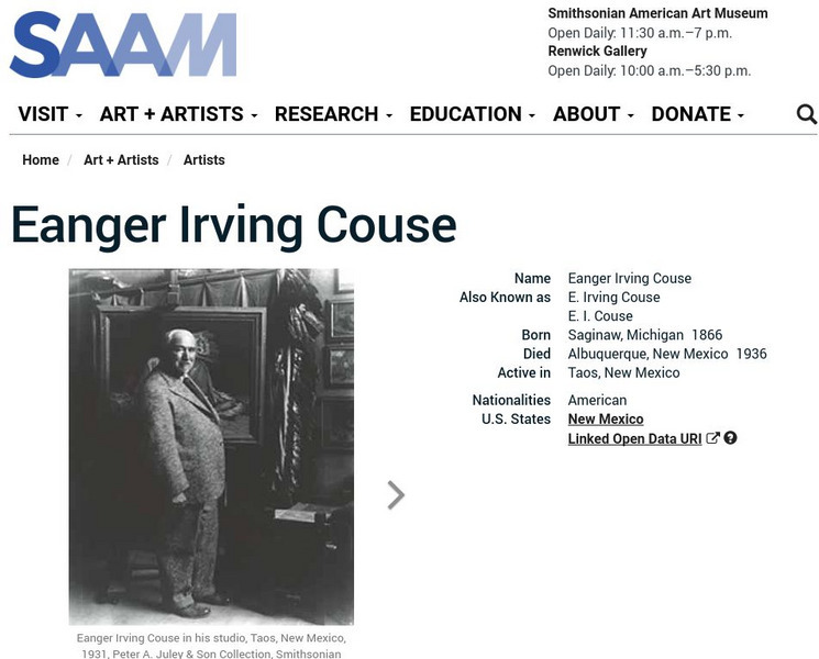 Smithsonian American Art Museum: Eanger Irving Couse Handout Smithsonian American Art Museum: Eanger Irving Couse Handout
