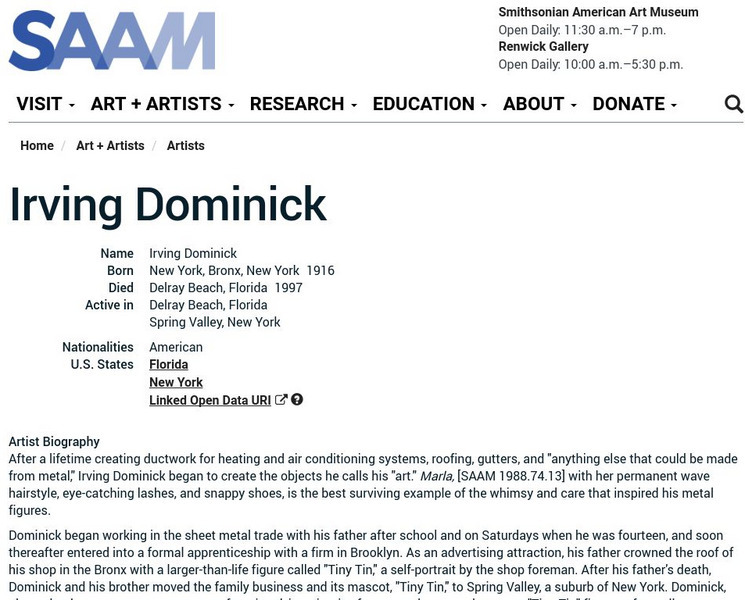 Smithsonian American Art Museum: Irving Dominick Handout