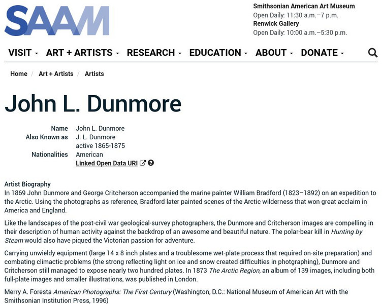 Smithsonian American Art Museum: John L. Dunmore Handout