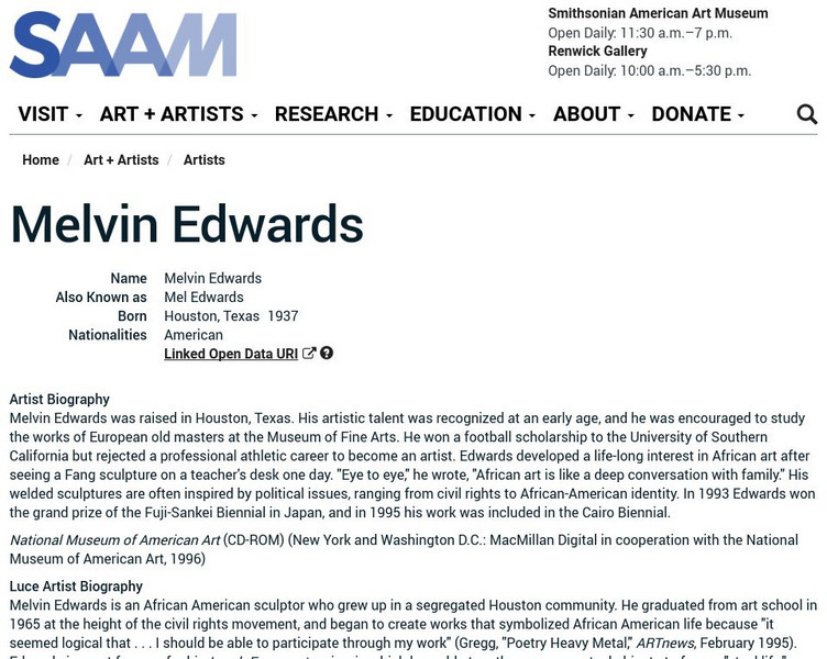 Smithsonian American Art Museum: Melvin Edwards Handout