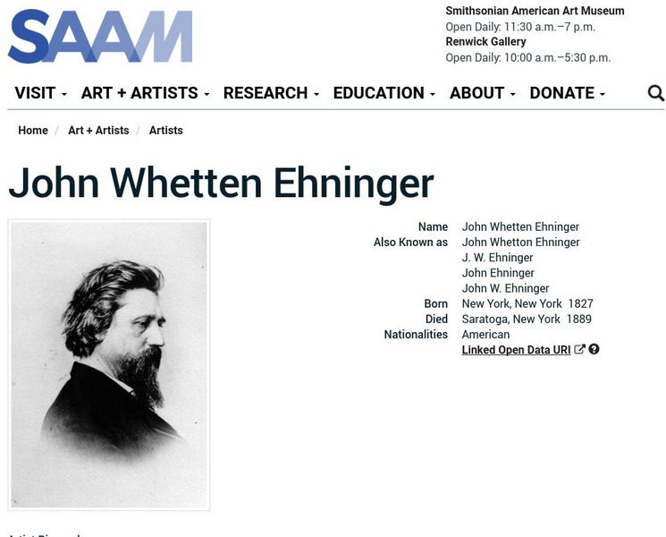 Smithsonian American Art Museum: John Whetten Ehninger Handout Smithsonian American Art Museum: John Whetten Ehninger Handout