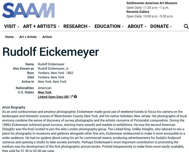 Smithsonian American Art Museum: Rudolf Eickemeyer Handout