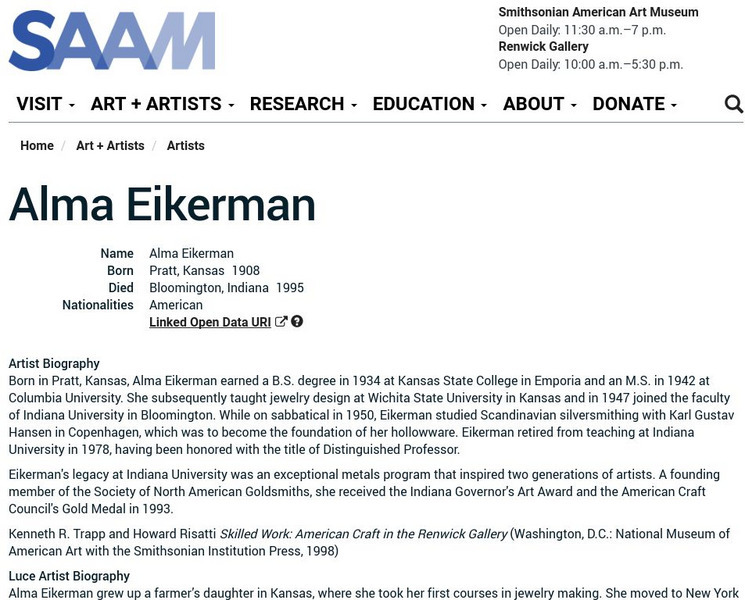 Smithsonian American Art Museum: Alma Eikerman Handout Smithsonian American Art Museum: Alma Eikerman Handout
