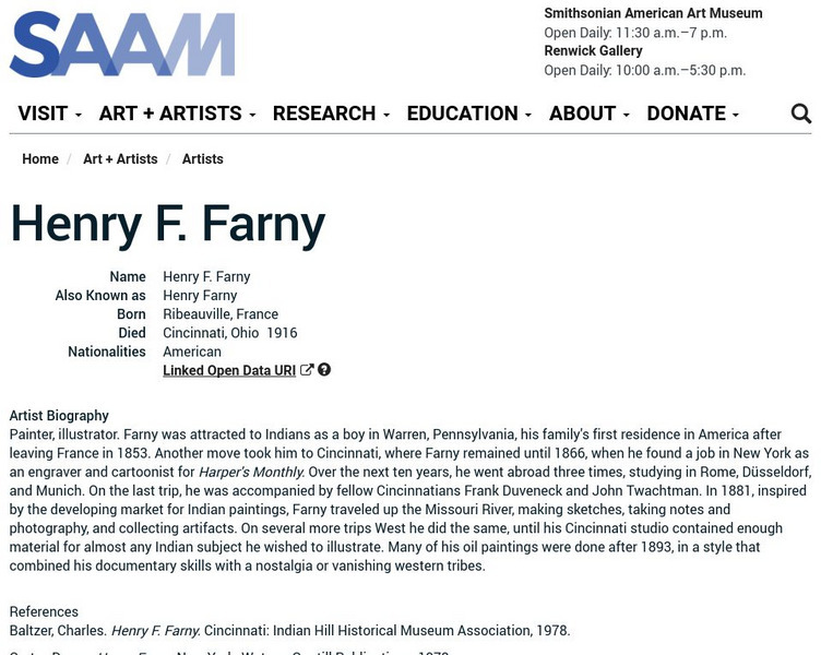 Smithsonian American Art Museum: Henry F. Farny Handout Smithsonian American Art Museum: Henry F. Farny Handout