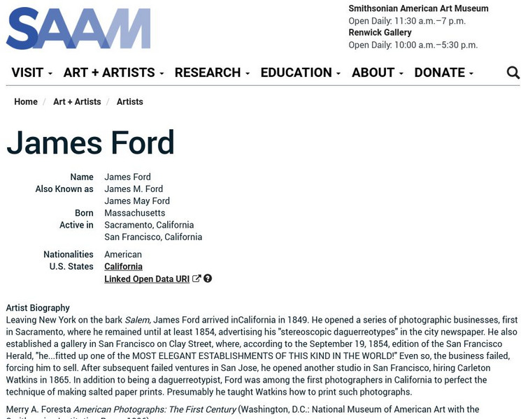 Smithsonian American Art Museum: James Ford Handout