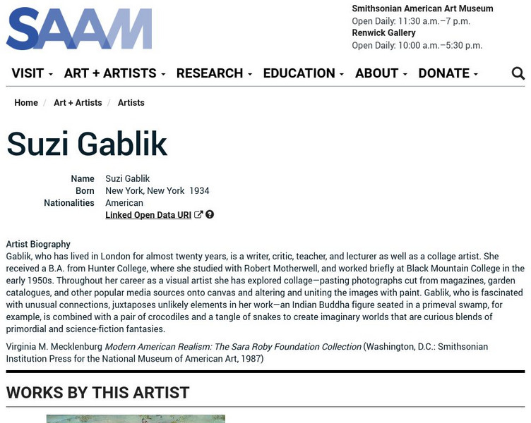 Smithsonian American Art Museum: Suzi Gablik Handout