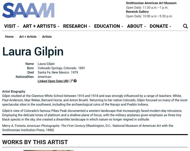 Smithsonian American Art Museum: Laura Gilpin Handout Smithsonian American Art Museum: Laura Gilpin Handout