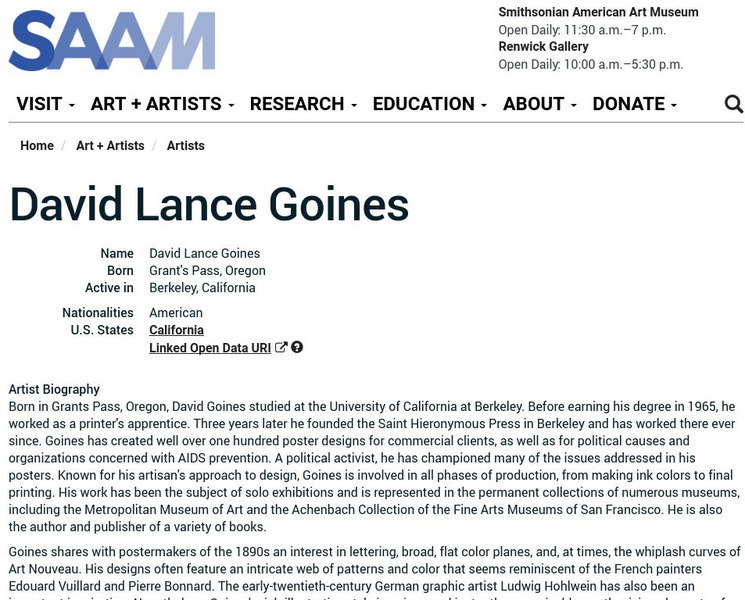 Smithsonian American Art Museum: David Lance Goines Handout