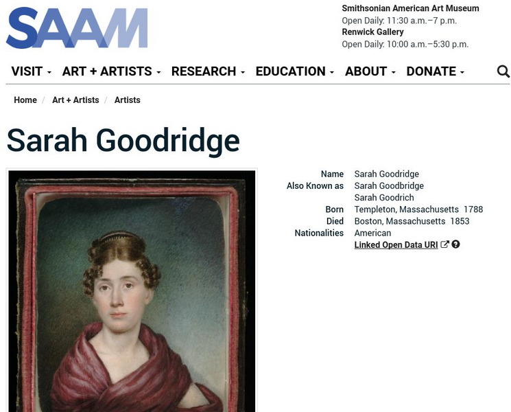 Smithsonian American Art Museum: Sarah Goodridge Handout Smithsonian American Art Museum: Sarah Goodridge Handout
