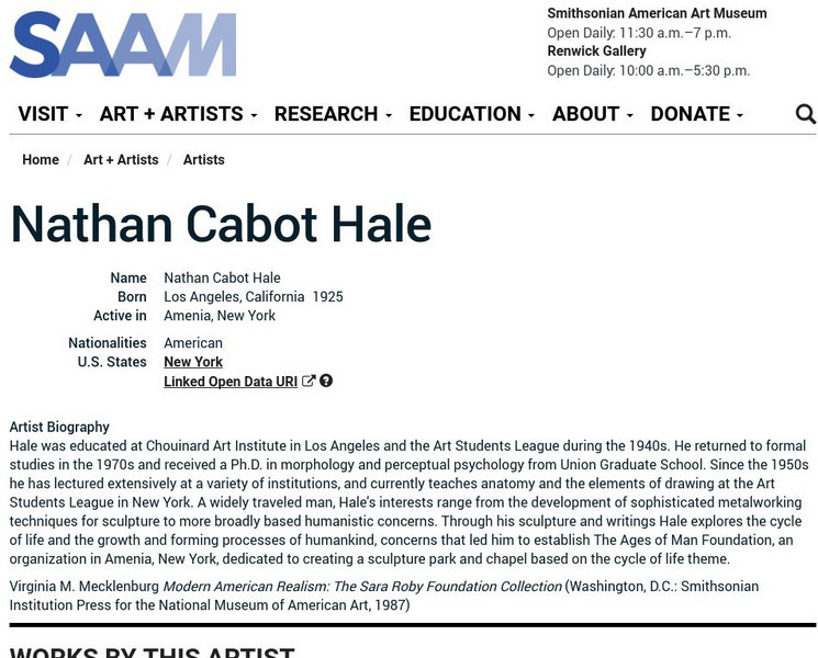 Smithsonian American Art Museum: Nathan Cabot Hale Handout Smithsonian American Art Museum: Nathan Cabot Hale Handout