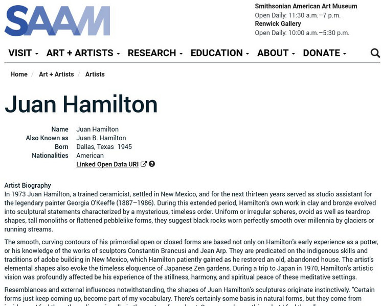 Smithsonian American Art Museum: Juan Hamilton Handout