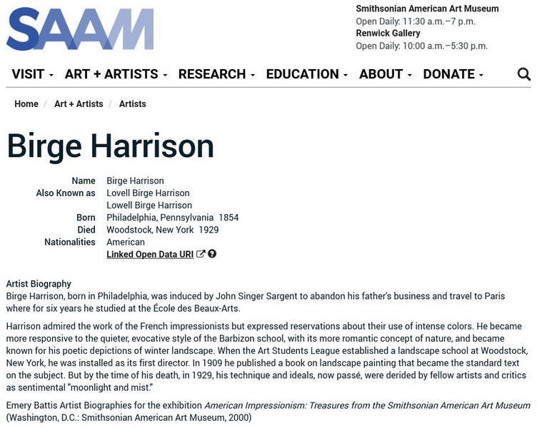 Smithsonian American Art Museum: Birge Harrison Handout