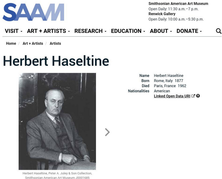 Smithsonian American Art Museum: Herbert Haseltine Handout Smithsonian American Art Museum: Herbert Haseltine Handout