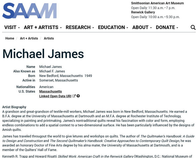 Smithsonian American Art Museum: Michael James Handout Smithsonian American Art Museum: Michael James Handout