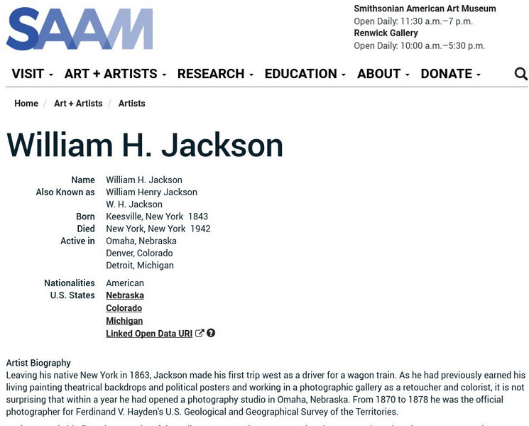 Smithsonian American Art Museum: William H. Jackson Handout