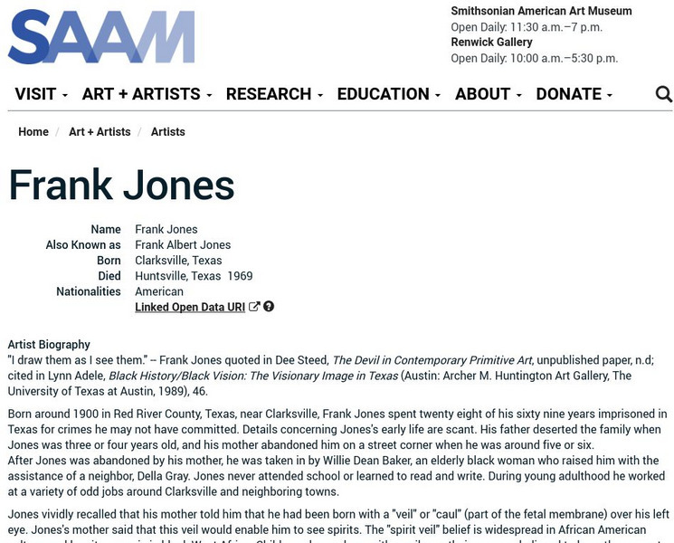 Smithsonian American Art Museum: Frank Jones Handout Smithsonian American Art Museum: Frank Jones Handout