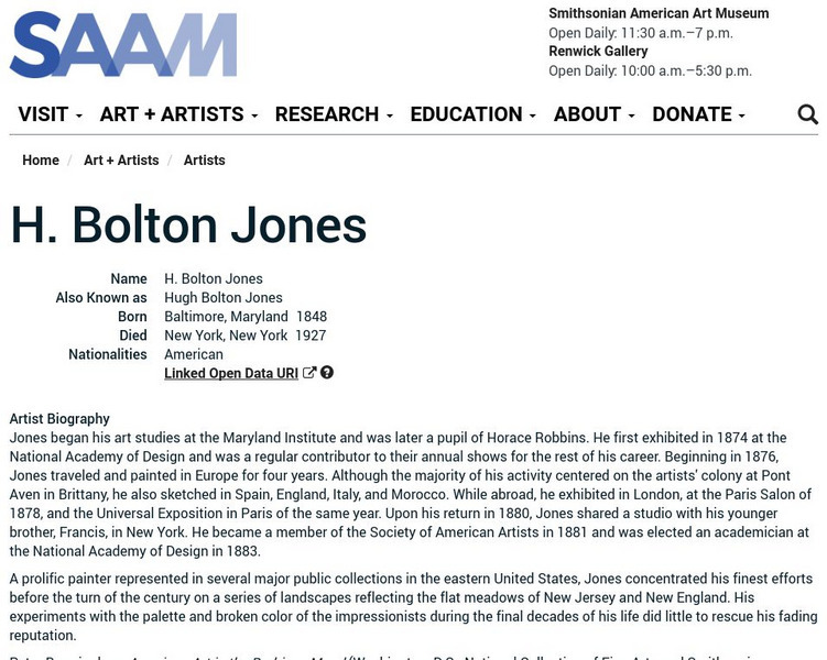 Smithsonian American Art Museum: H. Bolton Jones Handout