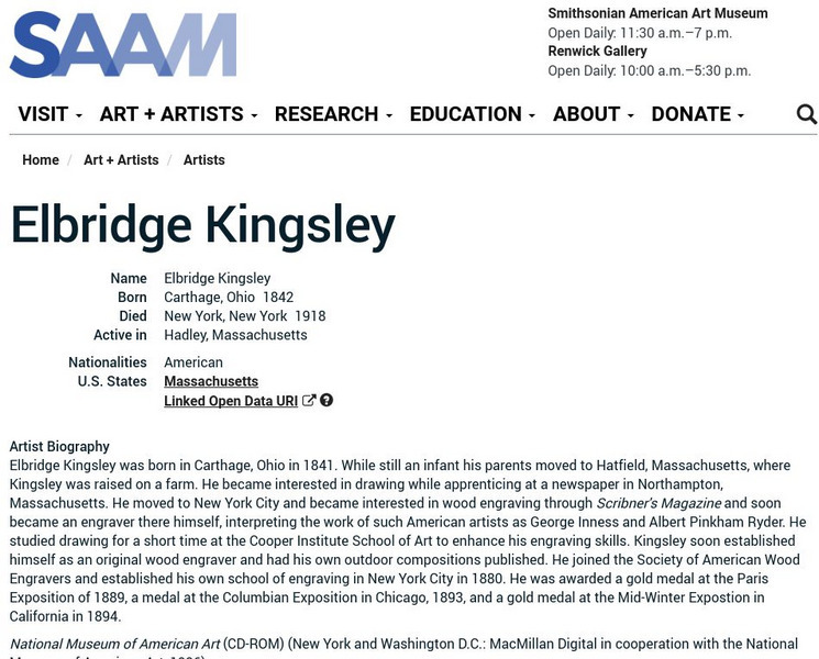 Smithsonian American Art Museum: Elbridge Kingsley Handout Smithsonian American Art Museum: Elbridge Kingsley Handout