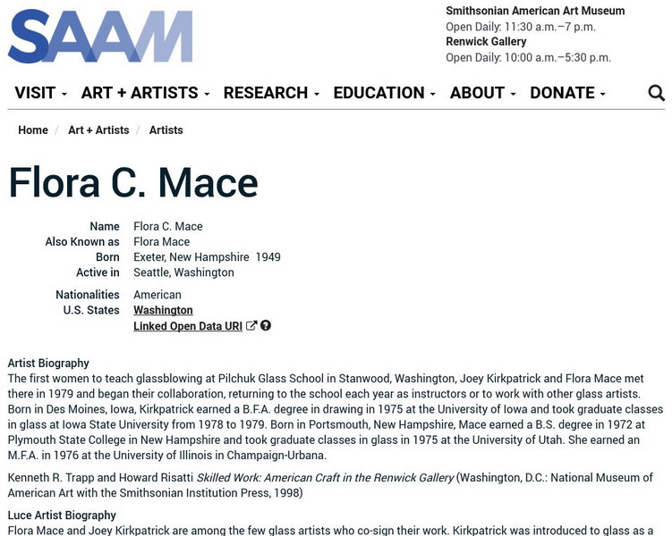 Smithsonian American Art Museum: Flora C. Mace Handout Smithsonian American Art Museum: Flora C. Mace Handout