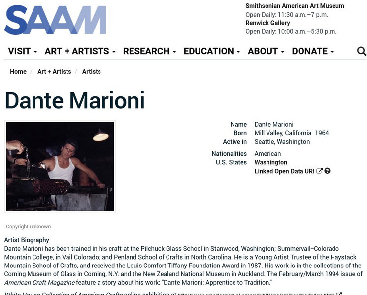 Smithsonian American Art Museum: Dante Marioni Handout