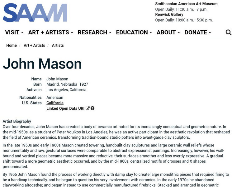 Smithsonian American Art Museum: John Mason Handout