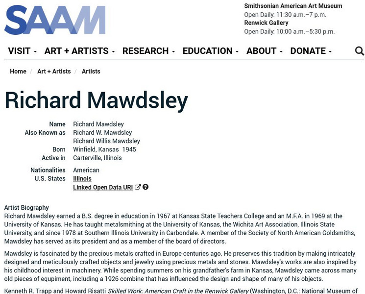 Smithsonian American Art Museum: Richard Mawdsley Handout Smithsonian American Art Museum: Richard Mawdsley Handout
