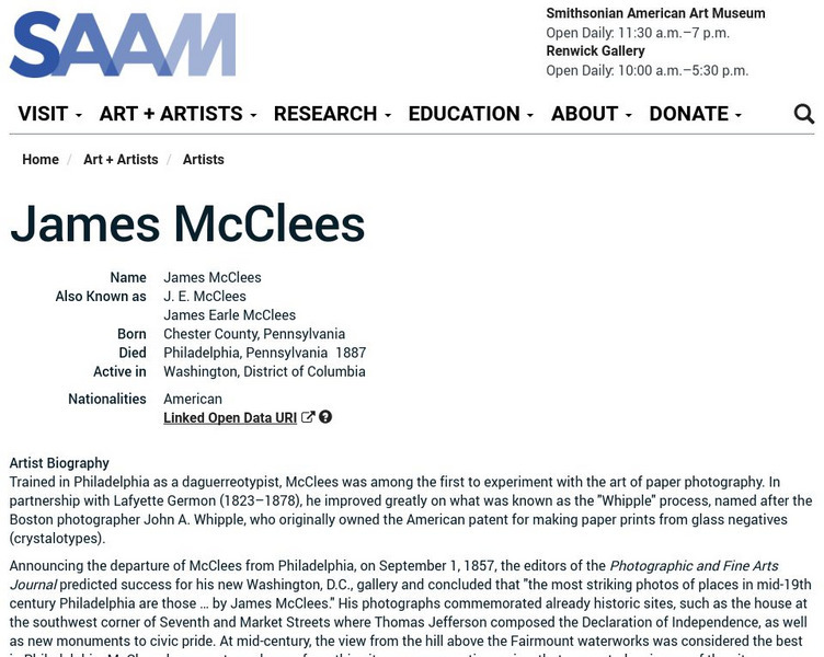 Smithsonian American Art Museum: James Mc Clees Handout