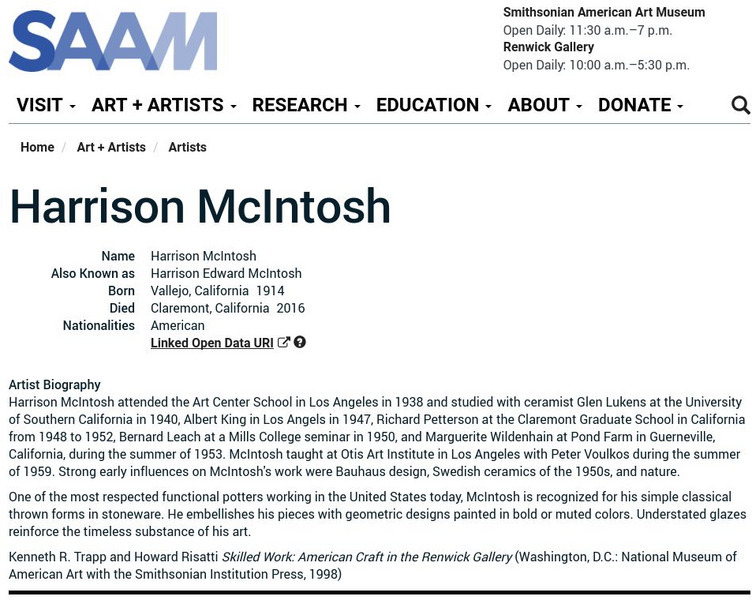 Smithsonian American Art Museum: Harrison Mc Intosh Handout Smithsonian American Art Museum: Harrison Mc Intosh Handout