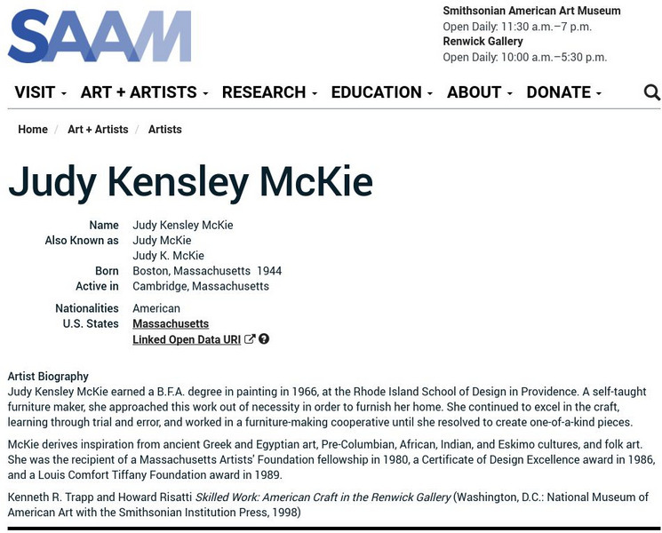 Smithsonian American Art Museum: Judy Kensley Mc Kie Handout Smithsonian American Art Museum: Judy Kensley Mc Kie Handout