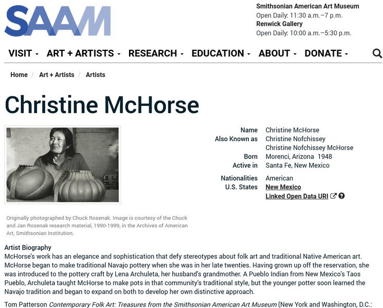 Smithsonian American Art Museum: Christine Mc Horse Handout Smithsonian American Art Museum: Christine Mc Horse Handout