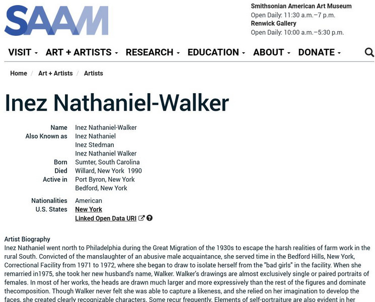 Smithsonian American Art Museum: Inez Nathaniel Walker Handout Smithsonian American Art Museum: Inez Nathaniel Walker Handout