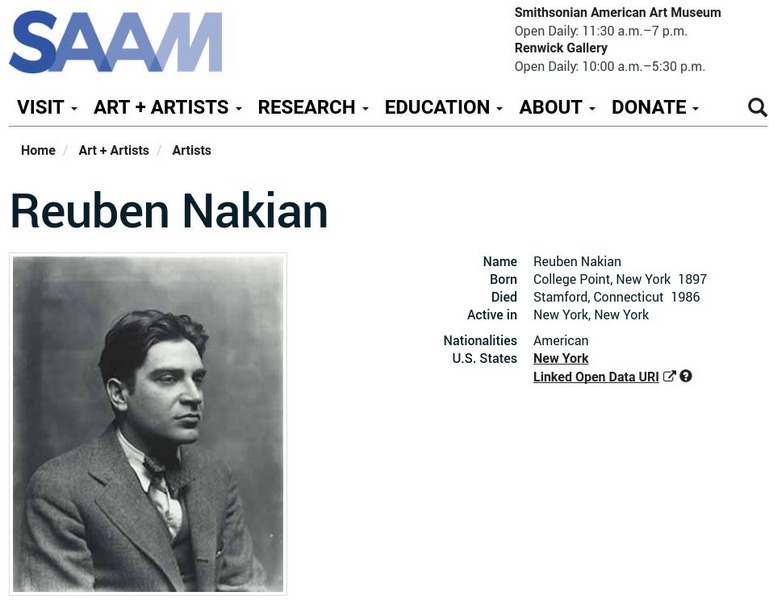 Smithsonian American Art Museum: Reuben Nakian Handout Smithsonian American Art Museum: Reuben Nakian Handout