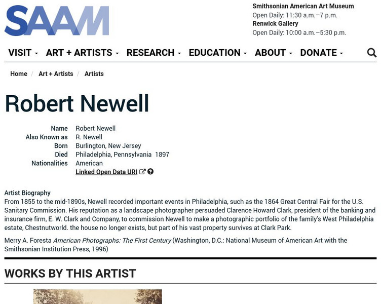 Smithsonian American Art Museum: Robert Newell Handout