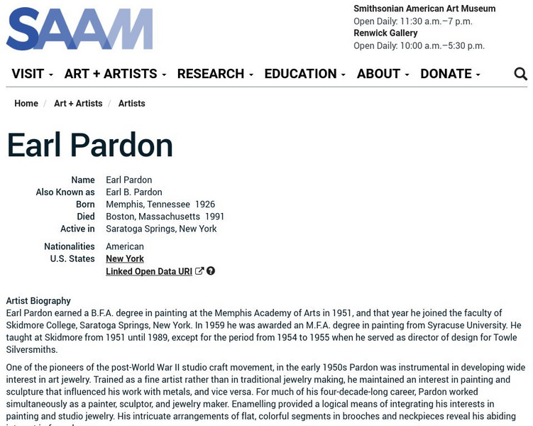 Smithsonian American Art Museum: Earl Pardon Handout Smithsonian American Art Museum: Earl Pardon Handout