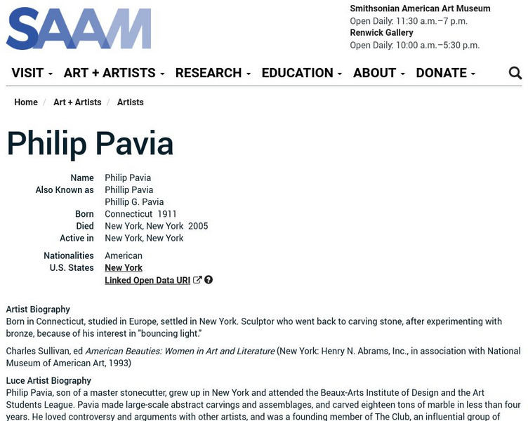 Smithsonian American Art Museum: Philip Pavia Handout
