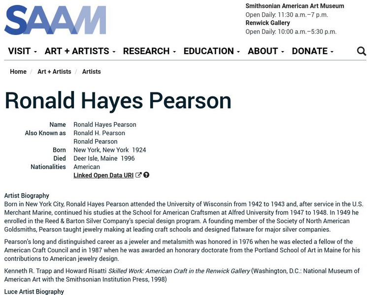 Smithsonian American Art Museum: Ronald Hayes Pearson Handout Smithsonian American Art Museum: Ronald Hayes Pearson Handout