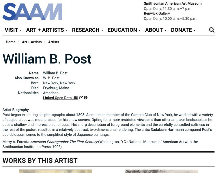 Smithsonian American Art Museum: William B. Post Handout